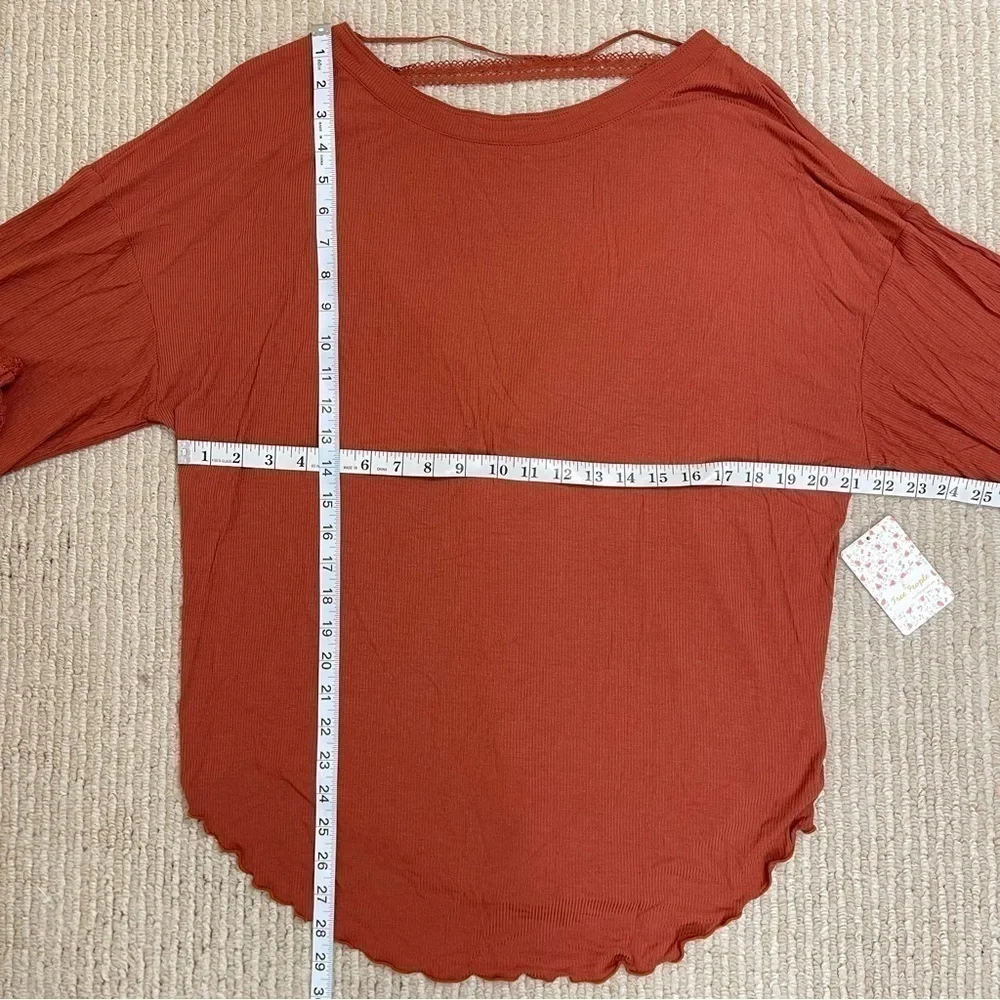 Free People Shimmy Shake Cowboy Long Sleeve Pullover V-Back Top Size Small Women